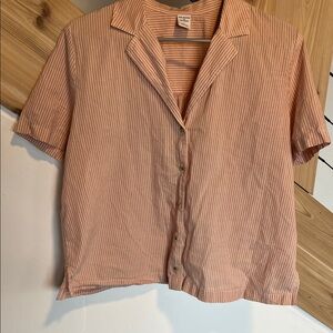 Striped Button-Up Camp Shirt